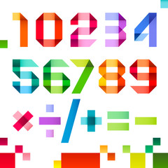 Spectral letters folded of paper ribbon colour - Arabic numerals