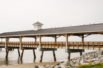 Long Empty Pier in Winter
