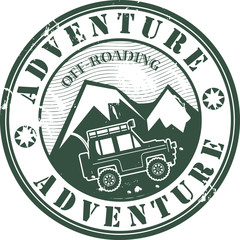 Stamp with words offroad adventure, vector illustration