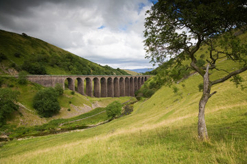 Viaduct in English Countryside on Cloudy Day