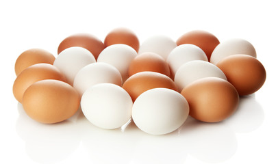 Many eggs isolated on white