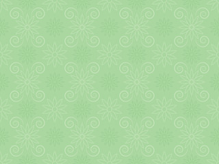 green seamless pattern with flowers