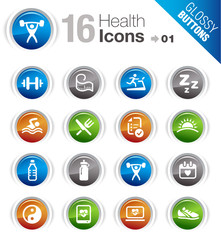 Glossy Buttons - Health and Fitness icons