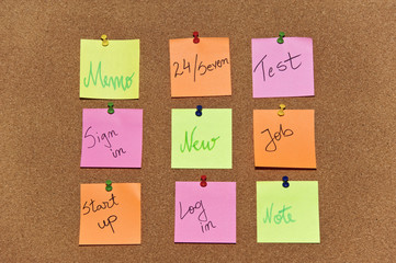 Post it, notes paper isolated on wooden background