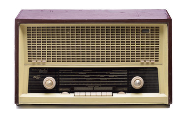 vintage radio antique isolated on white background