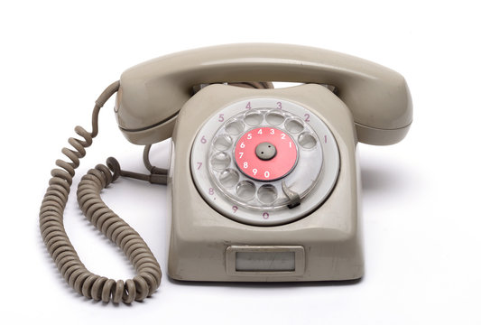 old style telephone isolated on white background