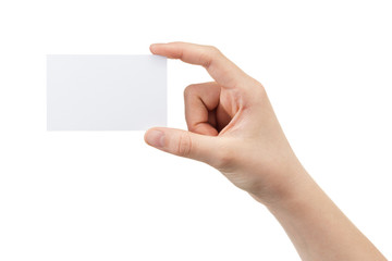 Fototapeta premium female teen hand holding blank card