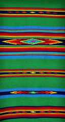 Segment of handmade carpets in bright colors