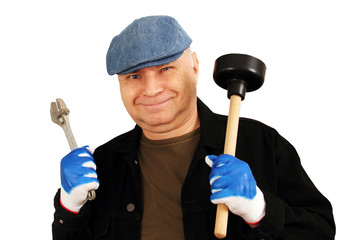 plumber with a tool.