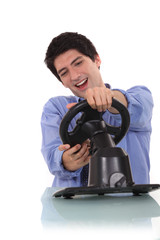 man at wheel