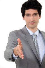 Executive shaking hands