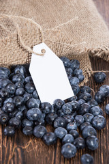 Blueberries with empty tag