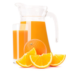 Orange fruit juice in glass jug