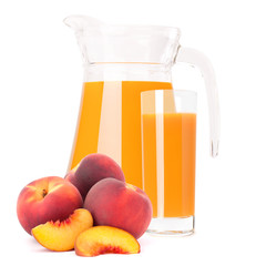 Peach fruit juice in glass jug