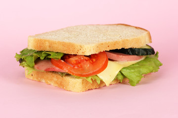 Sandwich on pink background