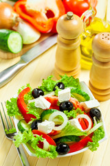Greek vegetable salad with feta cheese