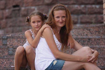 mother with daughter outdoor