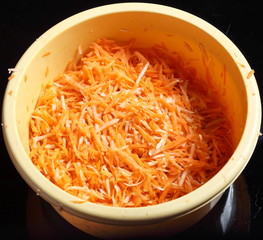 grated carrots in a bowl vegetables salad