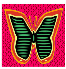 Colorful Butterfly -Mola textile folk art-vector