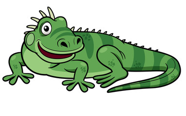 Illustrations of Cartoon green iguana