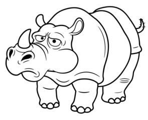 illustration of Cartoon rhino - Coloring book