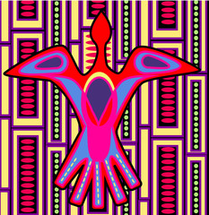 Colorful bird-Mola folk art -vector