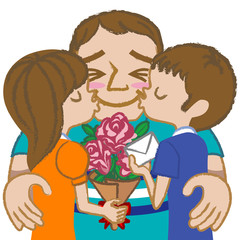 Father and children- brunette