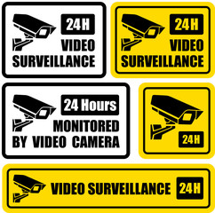24 hours video surveillance sign