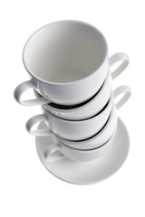 coffee cups with saucers