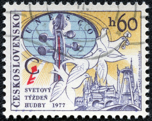 stamp printed in CZECHOSLOVAKIA shows World Music Week