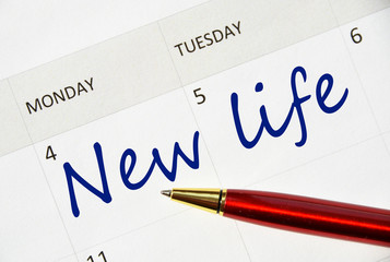 Obraz premium New life note in the agenda