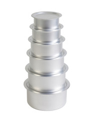 Set of aluminium pots in six sizes