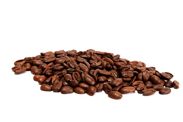 Coffee beans on white background.