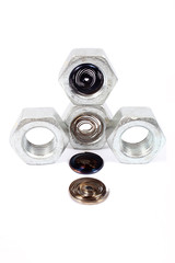 Hardware nuts and steel spirals
