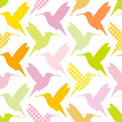 Seamless Pattern Hummingbirds Pattern Green