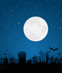 Halloween Moon And Graveyard