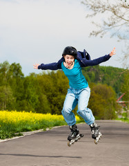 Girl rollerblading