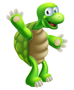 Cartoon Tortoise or Turtle Waving