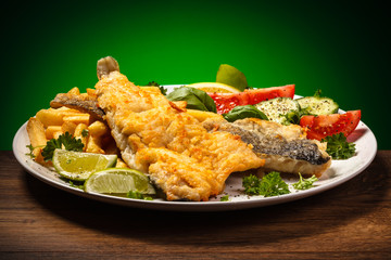 Fish dish - fried fish fillet and vegetables