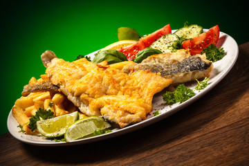 Fish dish - fried fish fillet and vegetables