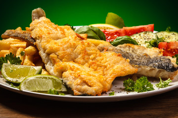 Fish dish - fried fish fillet and vegetables