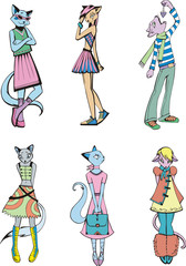 Set of exquisite cats