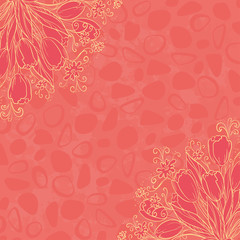 Outline flowers on abstract background