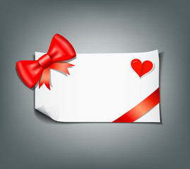 Red ribbon and white paper design background