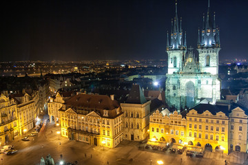 Prague panorama by night