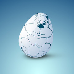 Easter Egg on blue background.