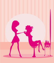 Vector illustration of the beautiful woman in hairdressing salo