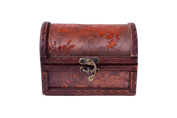 closed wooden chest isolated