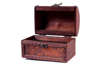opened wooden chest isolated