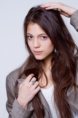 Fototapeta premium closeup of beauty girl flaunting her healthy hair